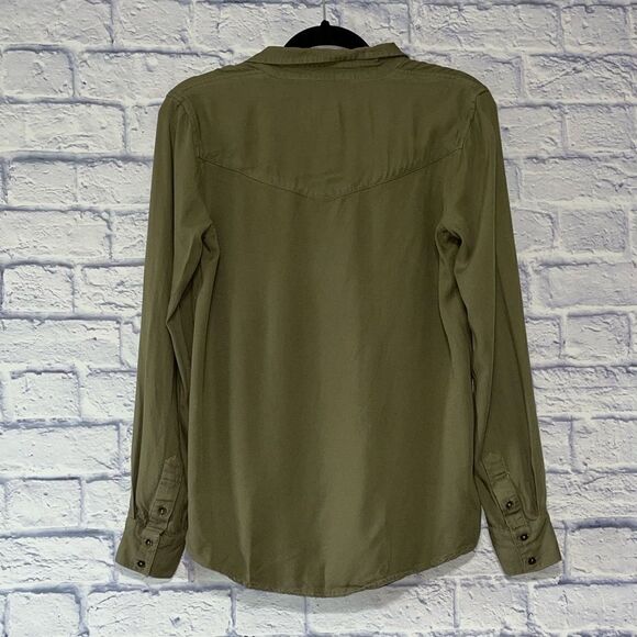 Jessica Simpson Burnt Olive Pearl Floral Embroidered Long Sleeve Button Down Top - Picture 3 of 15